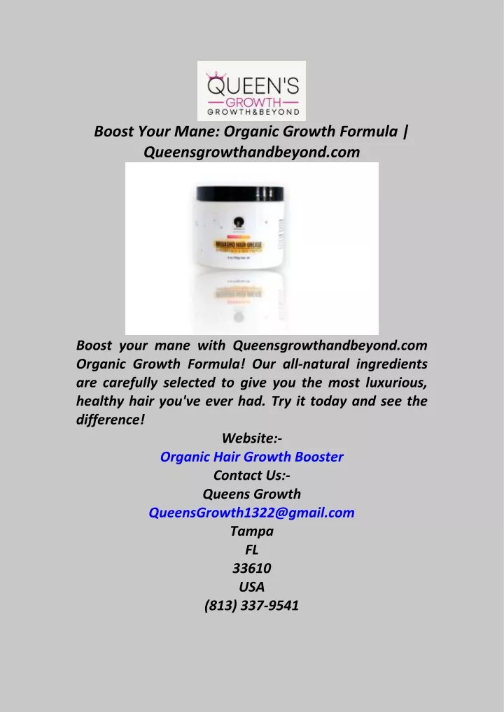 boost your mane organic growth formula