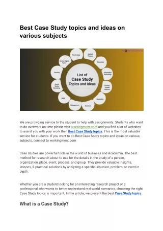 best case study topics and ideas on various