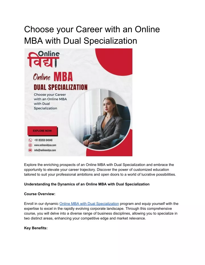 choose your career with an online mba with dual