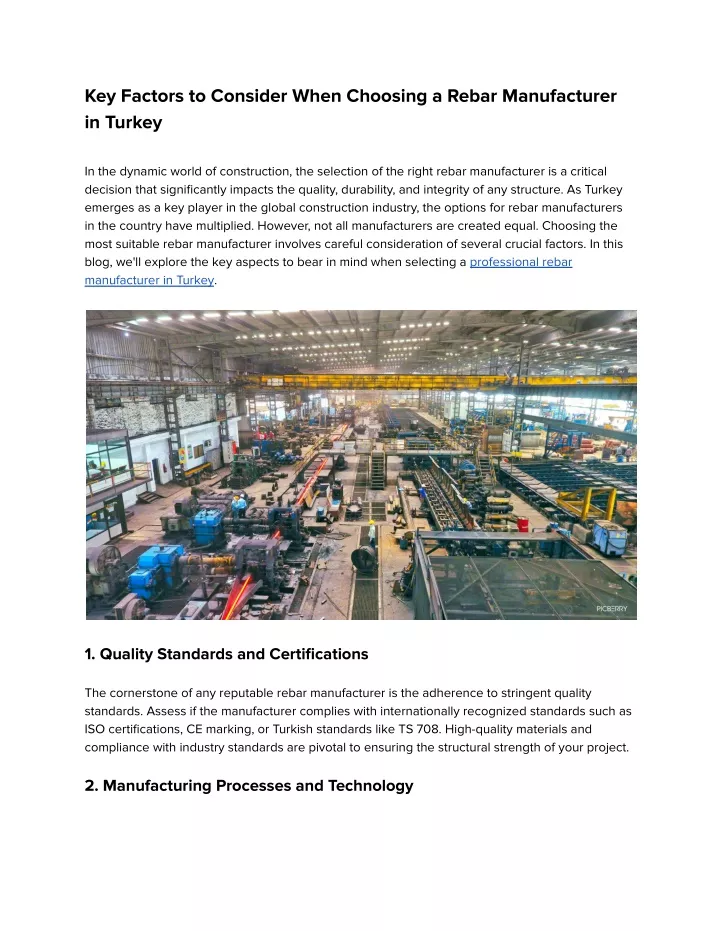 key factors to consider when choosing a rebar