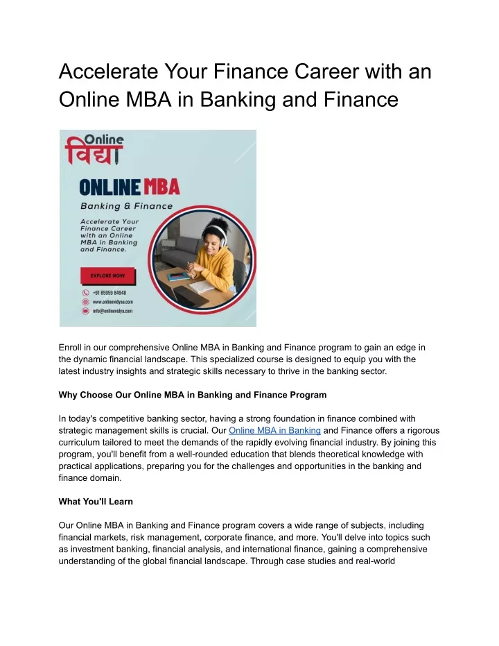 accelerate your finance career with an online