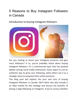5 Reasons to Buy Instagram Followers in Canada