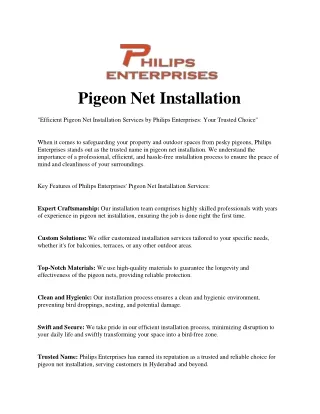 Pigeon Net Installation