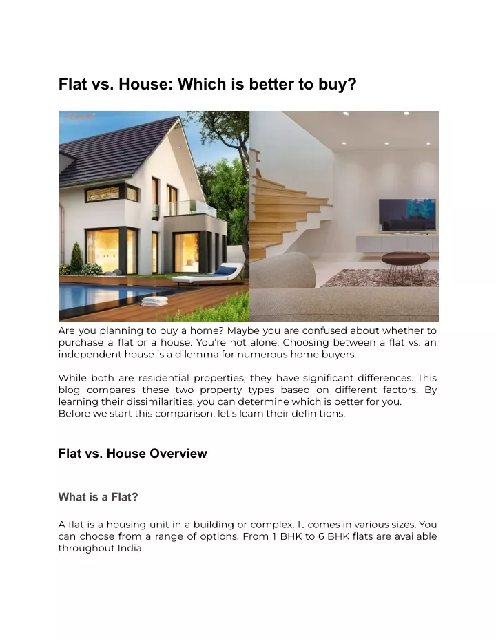 flat vs house which is better to buy