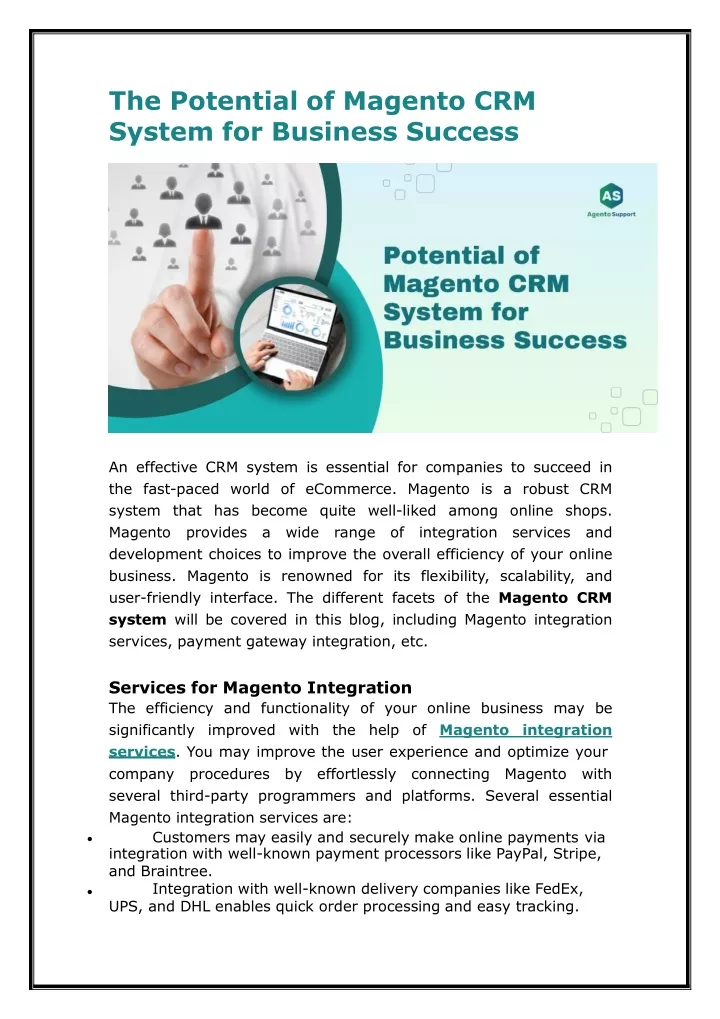 the potential of magento crm system for business
