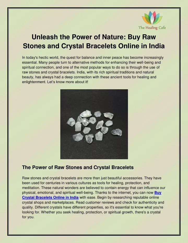 unleash the power of nature buy raw stones