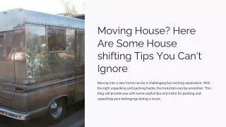 Moving House? Here Are Some House shifting Tips You Can't Ignore