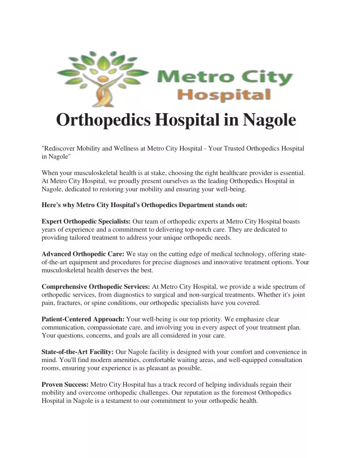 orthopedics hospital in nagole