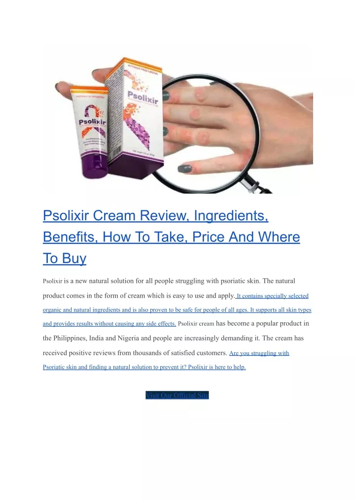 psolixir cream review ingredients benefits