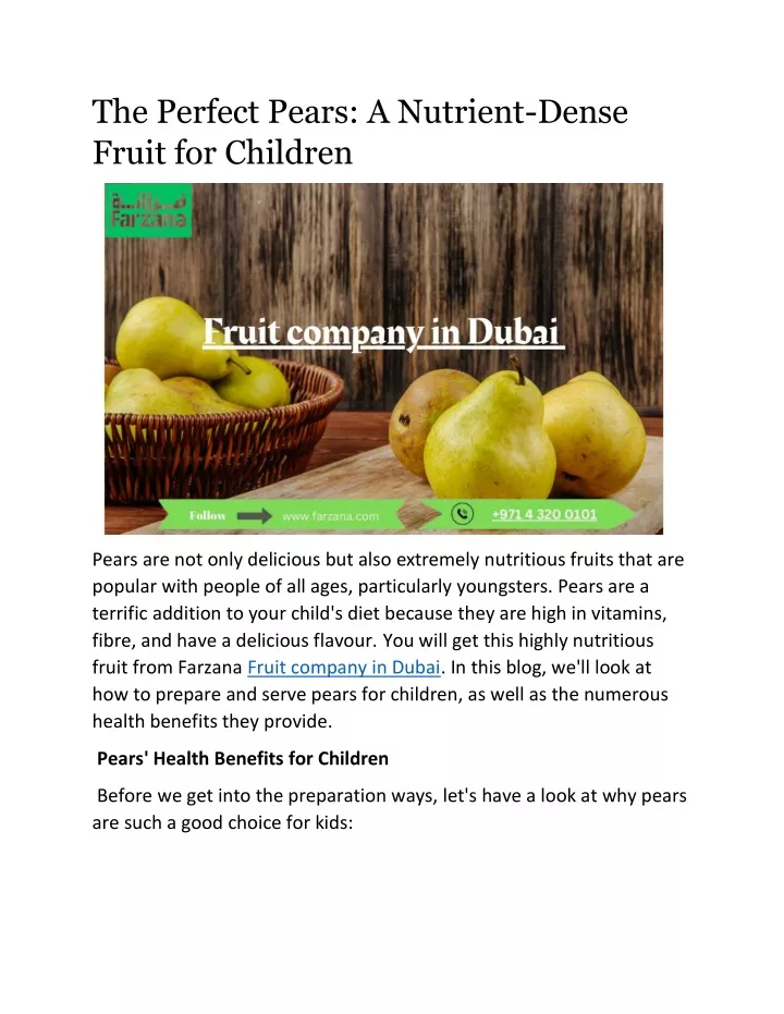 the perfect pears a nutrient dense fruit