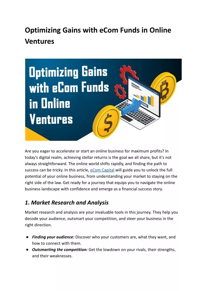 optimizing gains with ecom funds in online