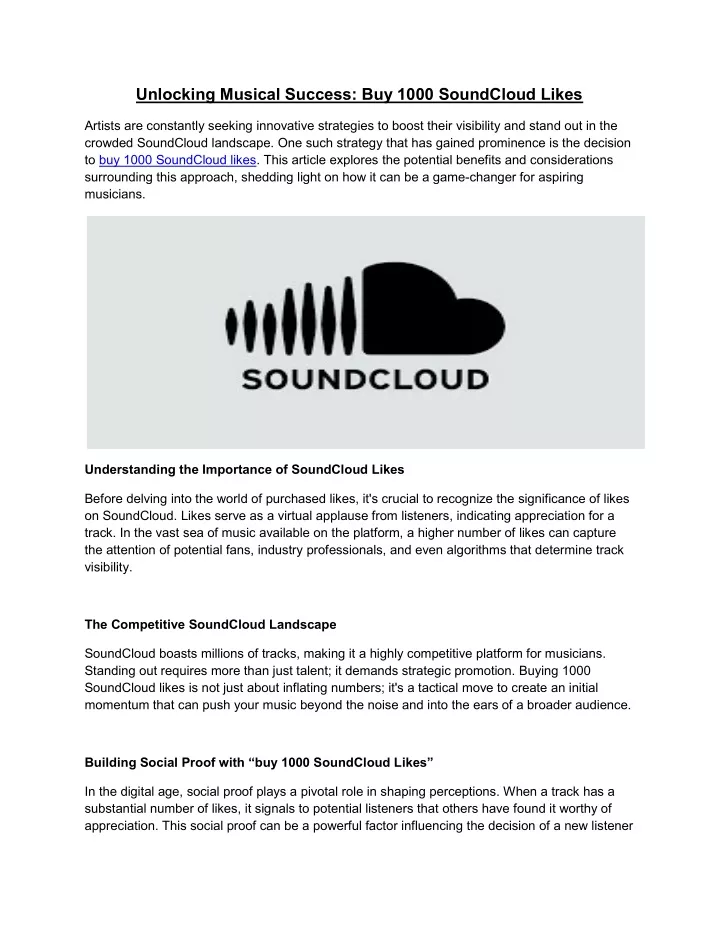 unlocking musical success buy 1000 soundcloud
