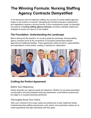 The Winning Formula: Nursing Staffing Agency Contracts Demystified