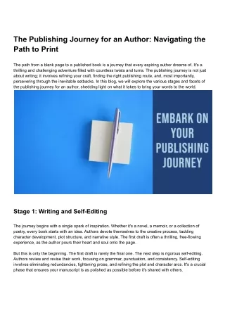 The Publishing Journey for an Author_ Navigating the Path to Print