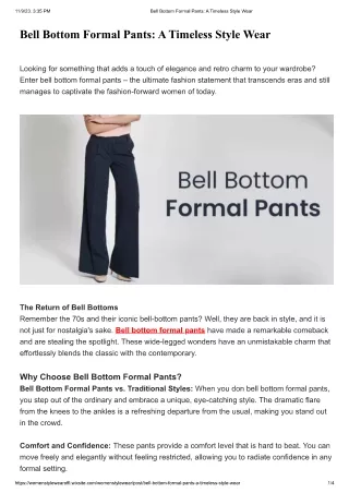 Bell Bottom Formal Pants: A Timeless Style Wear