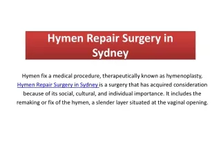 Hymen Repair Surgery