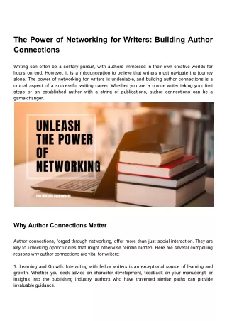 The Power of Networking for Writers_ Building Author Connections