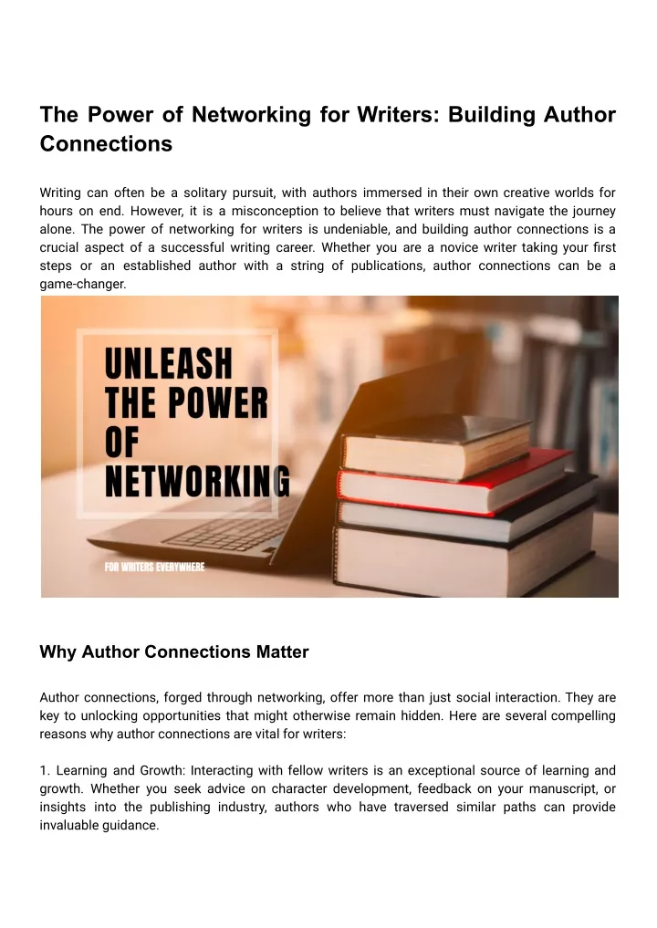 the power of networking for writers building