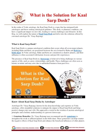What is the Solution for Kaal Dosh