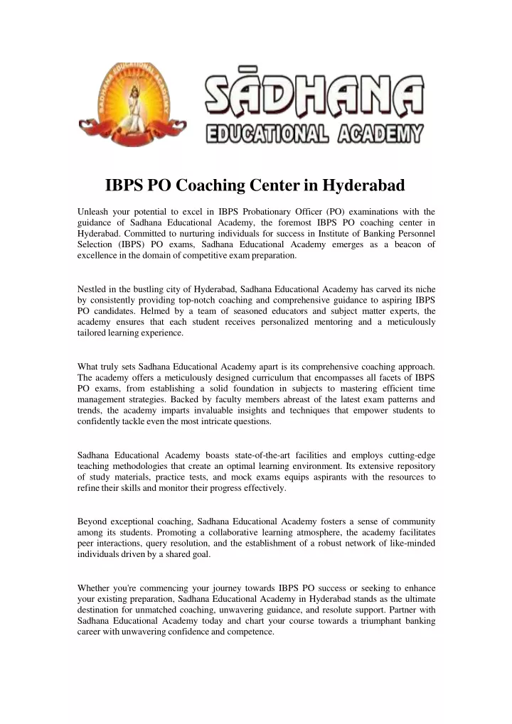 ibps po coaching center in hyderabad unleash your