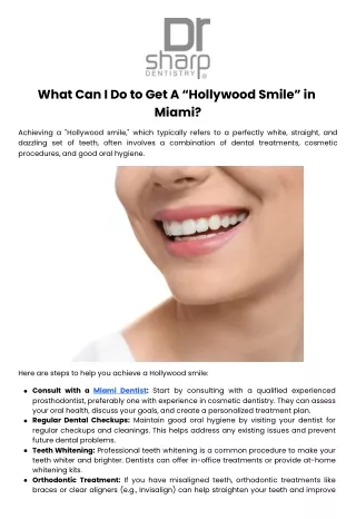 what can i do to get a hollywood smile in miami