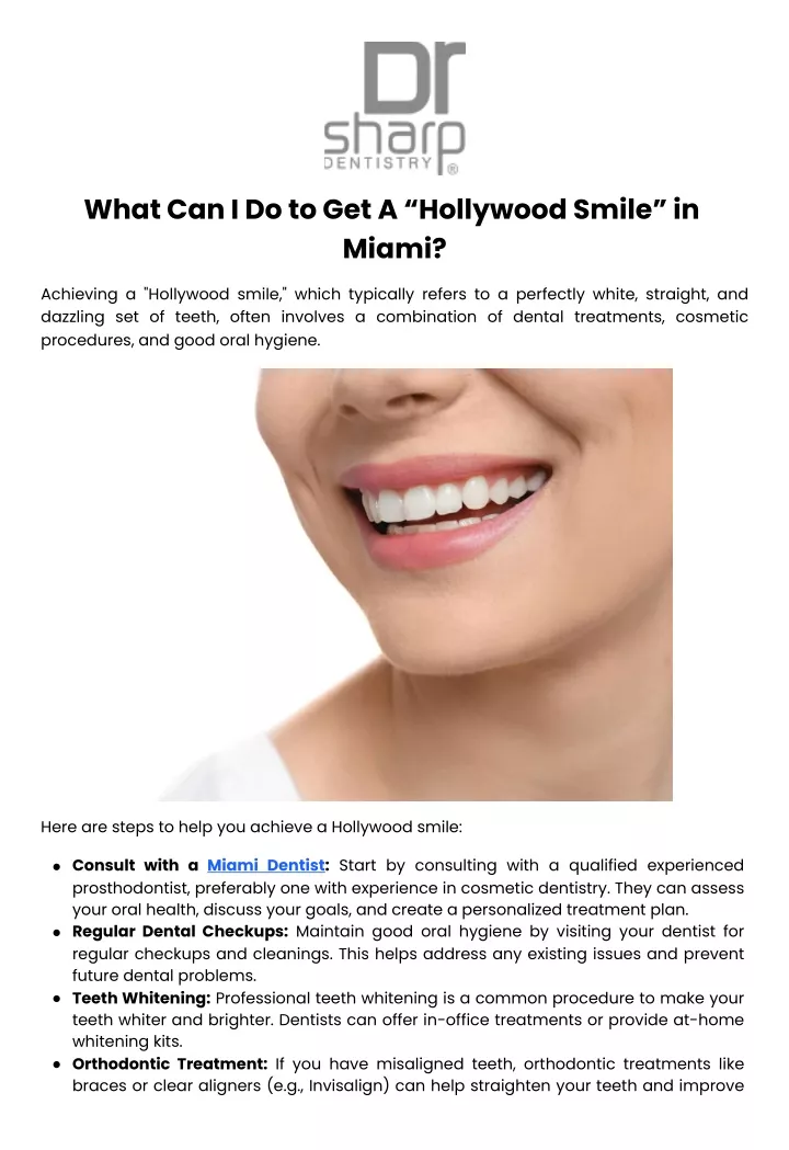 what can i do to get a hollywood smile in miami