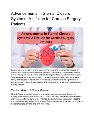 Advancements in Sternal Closure Systems_ A Lifeline for Cardiac Surgery Patients