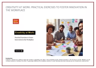 Creativity at Work - Practical Exercises to Foster Innovation in the Workplace