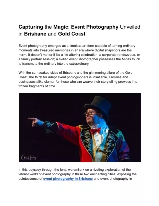 Capturing the Magic_ Event Photography Unveiled in Brisbane and Gold Coast