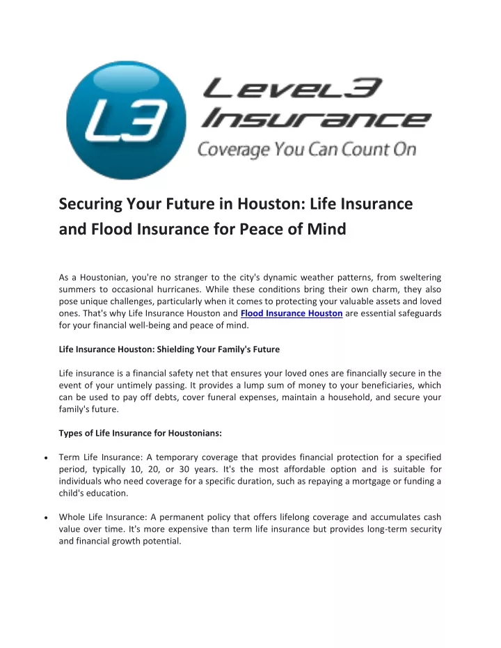 securing your future in houston life insurance