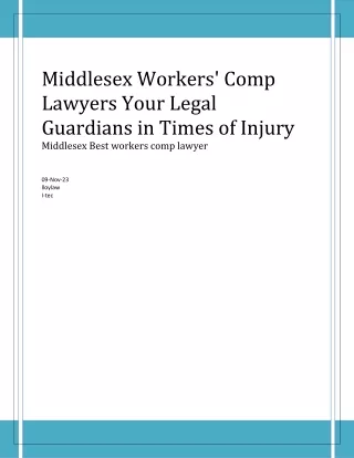 Middlesex Workers' Comp Lawyers Your Legal Guardians in Times of Injury
