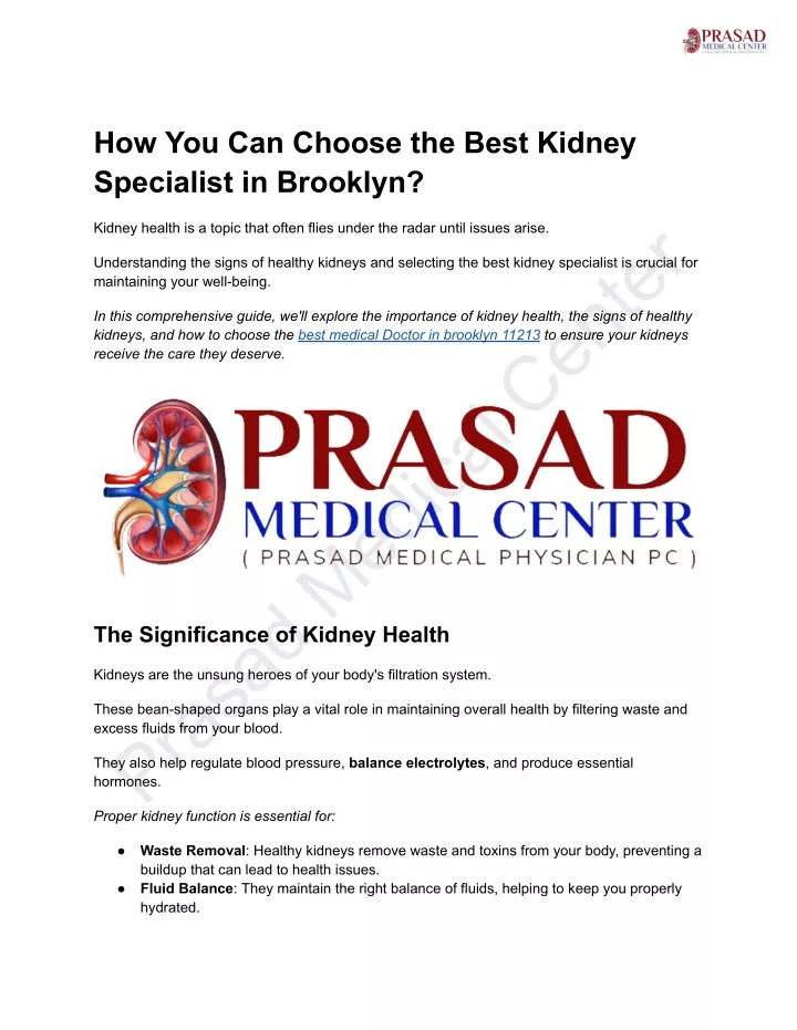 how you can choose the best kidney specialist