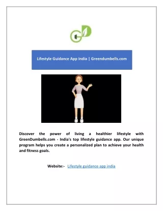 Lifestyle Guidance App India | Greendumbells.com