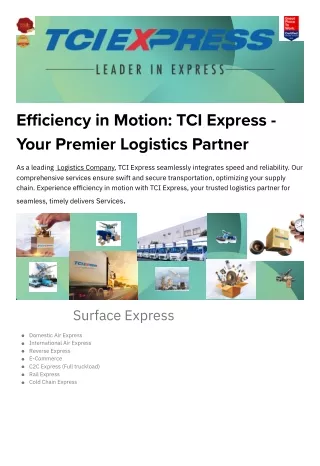 e ffi ciency in motion tci express your premier