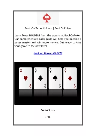 Book On Texas Holdem | BookOnPoker