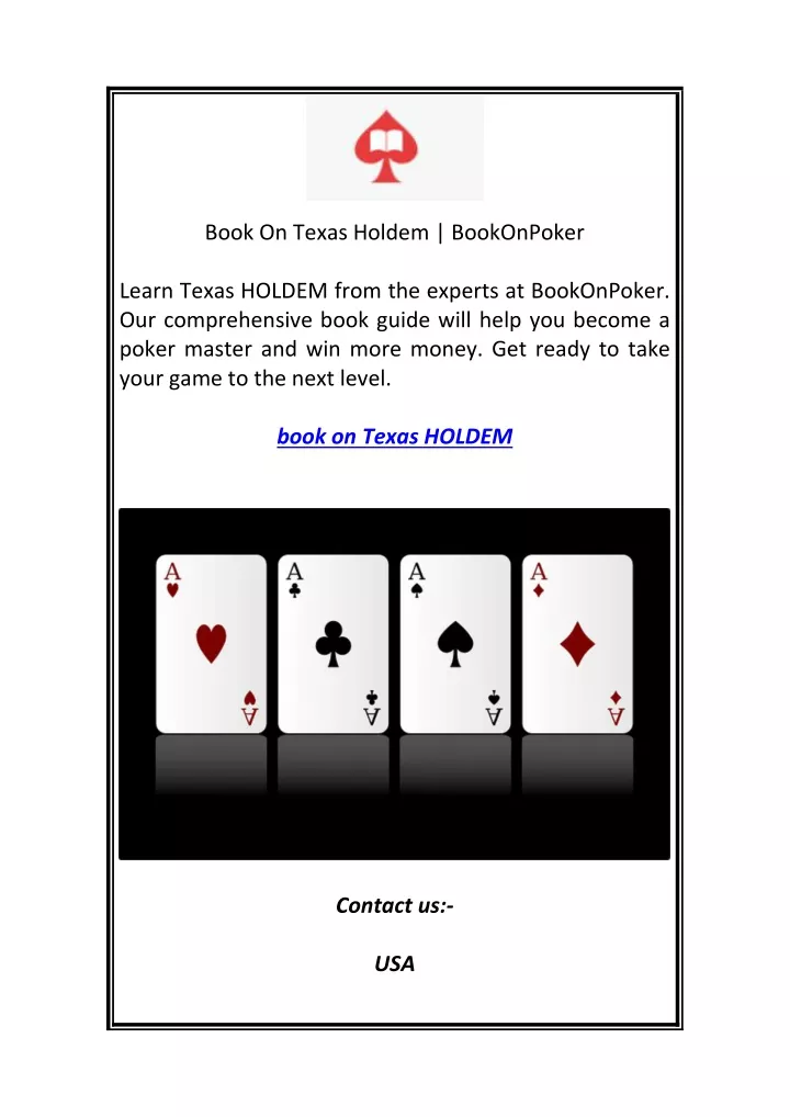 book on texas holdem bookonpoker