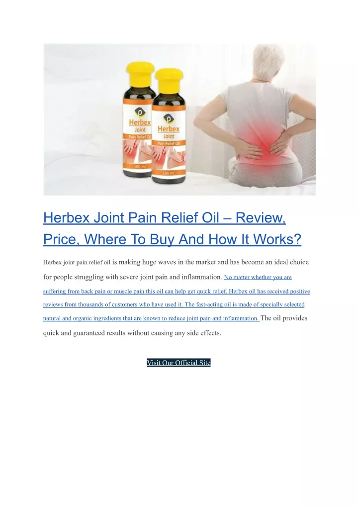 herbex joint pain relief oil review price where