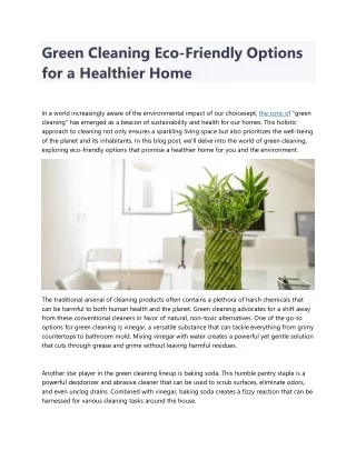 Green Cleaning Eco-Friendly Options  for a Healthier Home