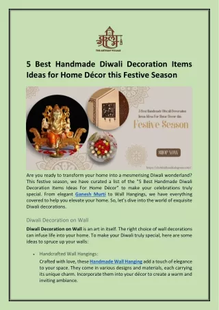 5 Best Handmade Diwali Decoration Items Ideas For Home Décor this Festive Season
