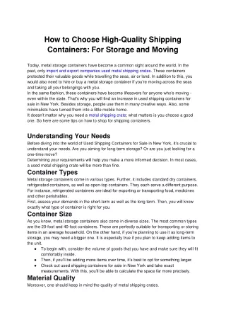 How to Choose High-Quality Shipping Containers For Storage and Moving