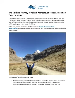 The Spiritual Journey of Kailash Mansarovar Yatra: A Roadmap from Lucknow