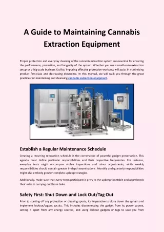 A Guide to Maintaining Cannabis Extraction Equipment