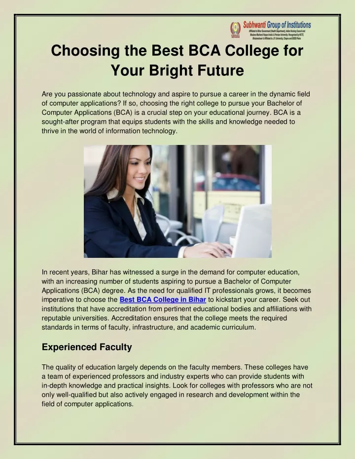 choosing the best bca college for your bright