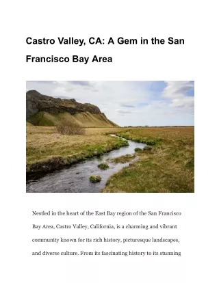 Castro Valley, CA_ A Gem in the San Francisco Bay Area