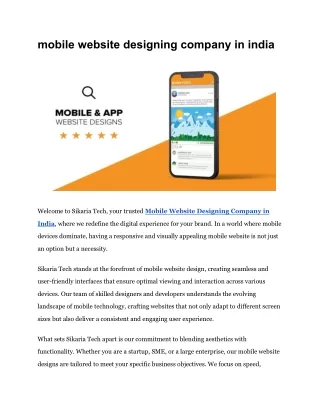 mobile website designing company in india