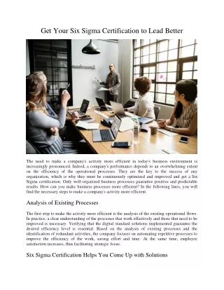 get your six sigma certification to lead better