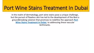 Port Wine Stains Treatment Dubai