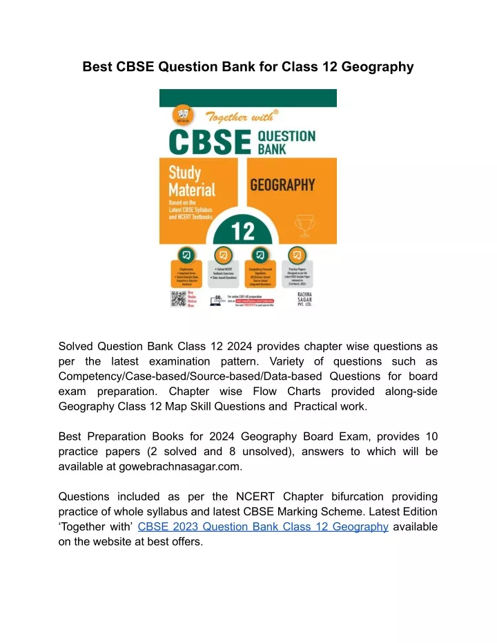 best cbse question bank for class 12 geography