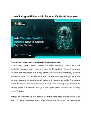 unlock crypto riches join thunder vault s airdrop