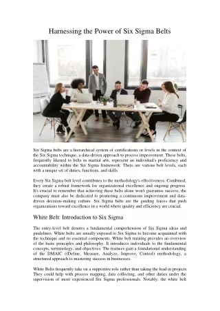 harnessing the power of six sigma belts